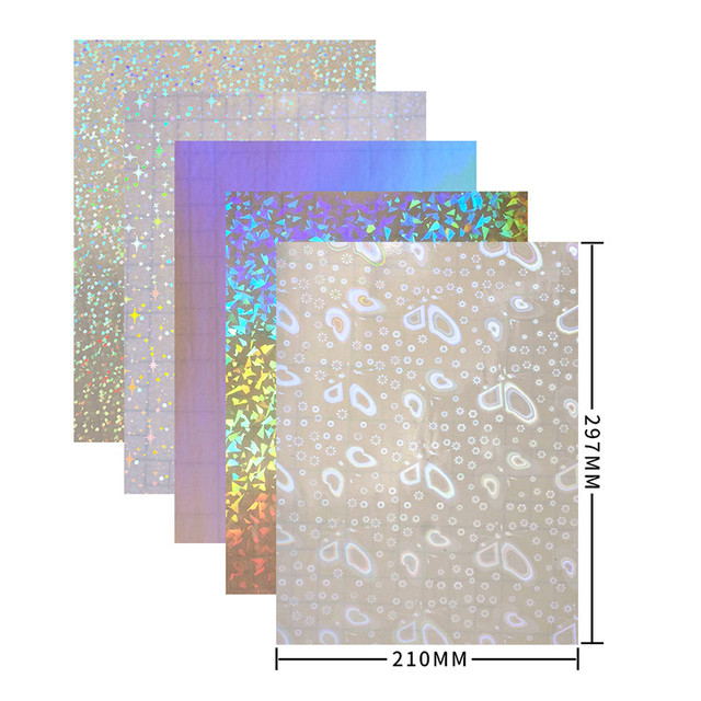 10 Sheets A4 Transparent Holographic Overlay Lamination Film Self-Adhesive  Laminate Waterproof Vinyl Sticker Paper